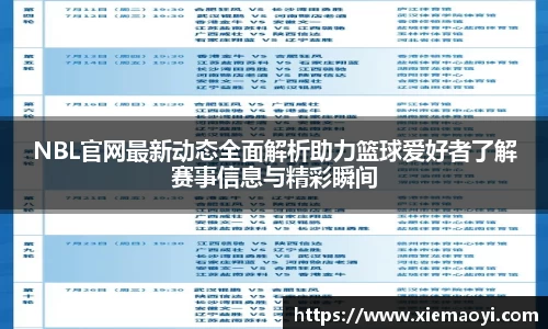 NBL官网最新动态全面解析助力篮球爱好者了解赛事信息与精彩瞬间